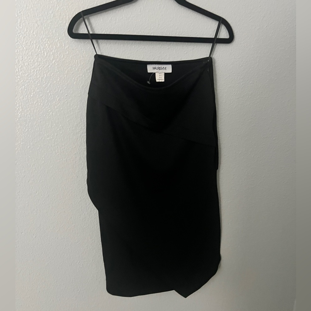 Maurie + Eve Black Asymmetrical strapless dress
